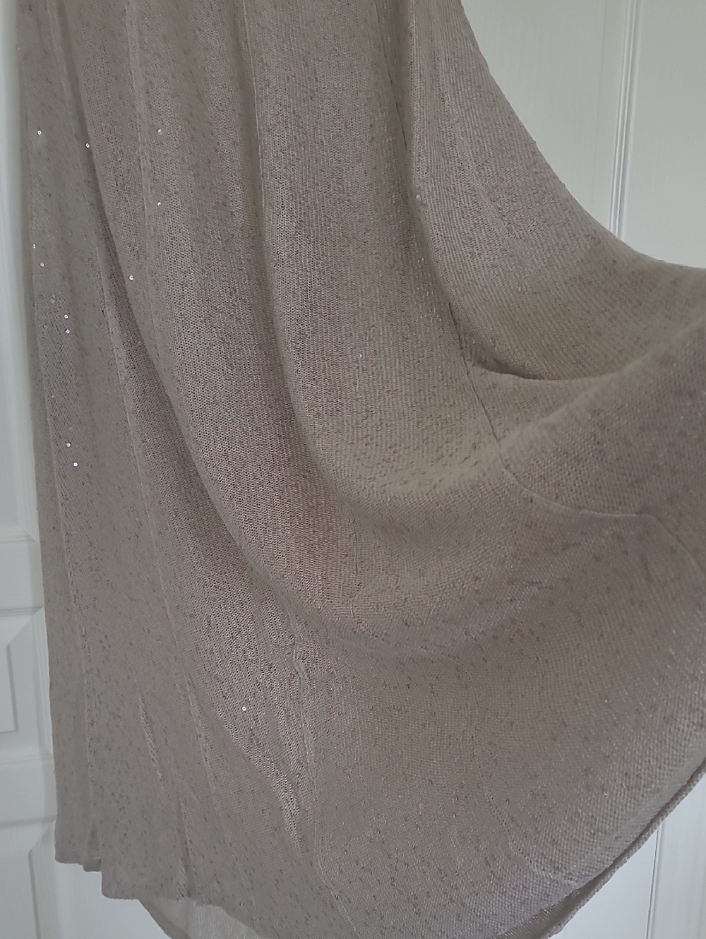 Brunello Cucinelli Taupe Sequin Knit V-Neck Maxi Dress - Picture 9 of 11